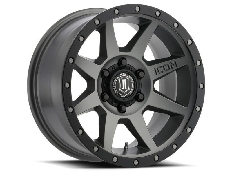 
  

ICON 1817855557TT - ICO1817855557TT - ICON Rebound 17x8.5 5x150 25mm Offset 5.75in BS 110.1mm Bore Titanium Wheel - Shipped in Europe - Tuningsupply.com

