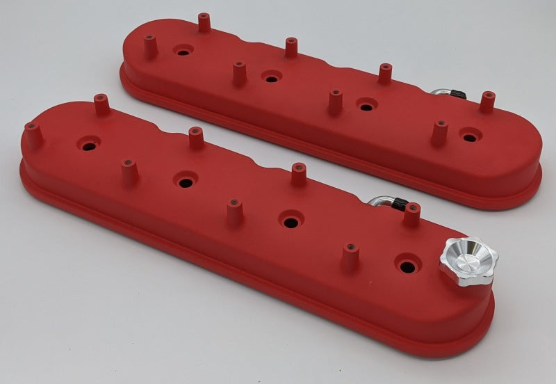 Granatelli 96-22 GM LS Tall Valve Cover w/Integral Angled Coil Mounts - Red Wrinkle (Pair)-tuningsupply.com