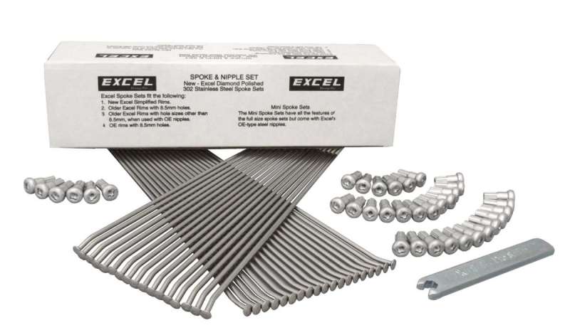 Excel Rear Spoke/Nipple Set (w/ Wrench) - 8 Gauge / 36 Qty - Silver-tuningsupply.com