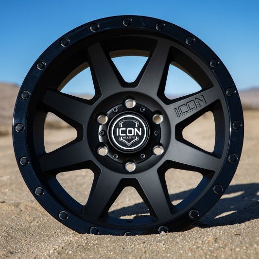 ICON Rebound 18x9 6x5.5 0mm Offset 5in BS 106.1mm Bore Double Black Wheel-tuningsupply.com