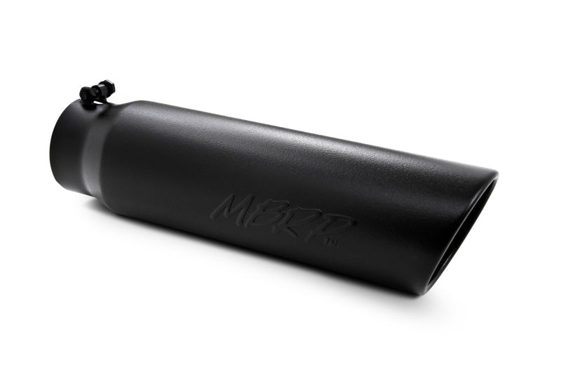 MBRP Universal 5in OD Angled Rolled End 4in Inlet 18in Lgth Black Finish Exhaust Tip-tuningsupply.com