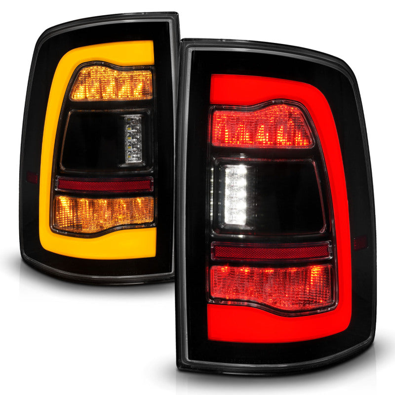 ANZO 09-18 Dodge Ram 1500 Sequential LED Taillights Smoke Black w/Switchback Amber Signal-tuningsupply.com