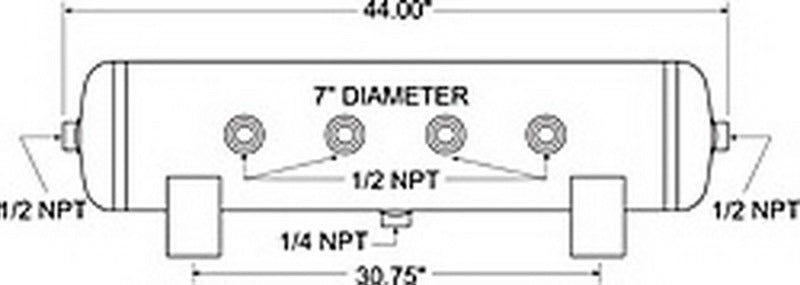 Firestone Air Tank 20 Gallon 12in. x 44in. (6) 1/2in. NPT Ports 150 PSI Max - Black (WR17609277)-tuningsupply.com