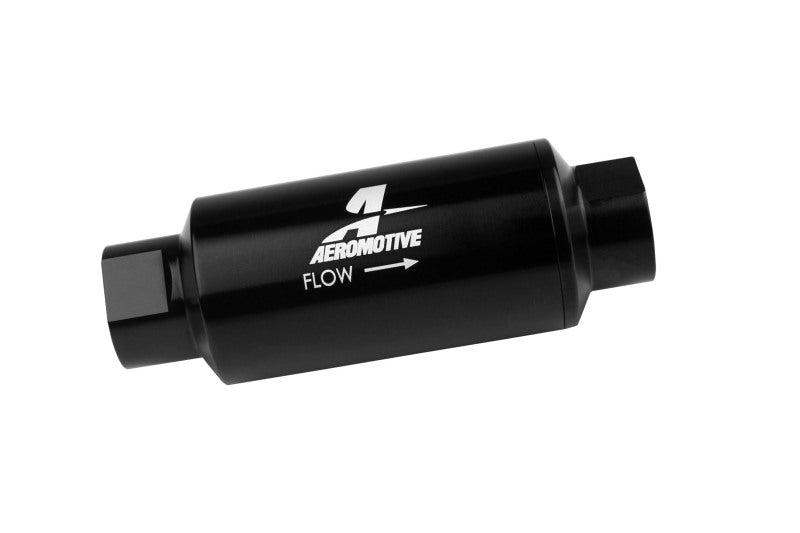 Aeromotive In-Line Fuel Filter 40-M Stainless Mesh Element ORB-10 Port (Bright-Dip Black) 2in. OD-tuningsupply.com