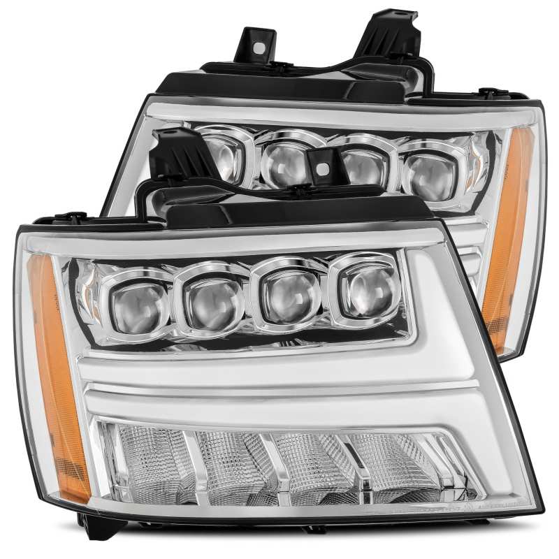 AlphaRex 07-13 Chevy Avalanche NOVA LED Proj Headlights Plank Style Design Chrome w/Activ Light/DRL-tuningsupply.com