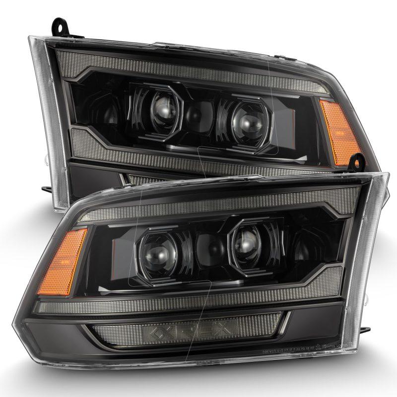 AlphaRex 09-18 Ram 2500 LUXX LED Proj Headlight Plank Style Alpha Blk w/Activ Light/Seq Signal/DRL-tuningsupply.com