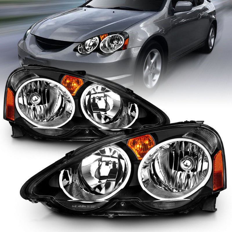 ANZO 2002-2004 Acura Rsx Crystal Headlights Black-tuningsupply.com