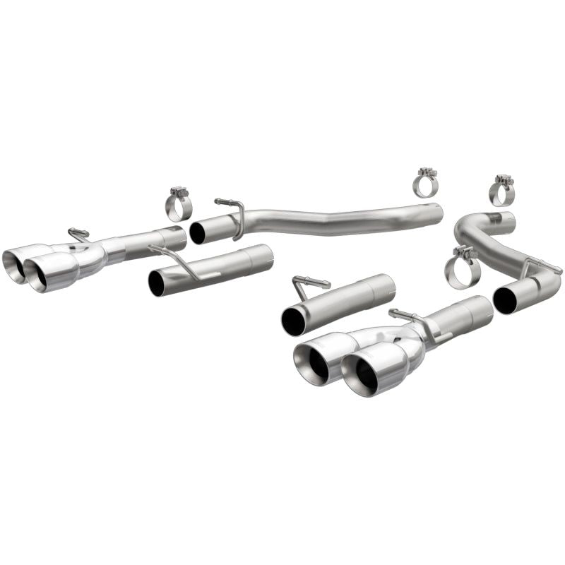 MagnaFlow Axle-Back, SS, 2.5in, Quad Split Rear 3.5in Tip 2015 Dodge Challenger 3.6L V6-tuningsupply.com