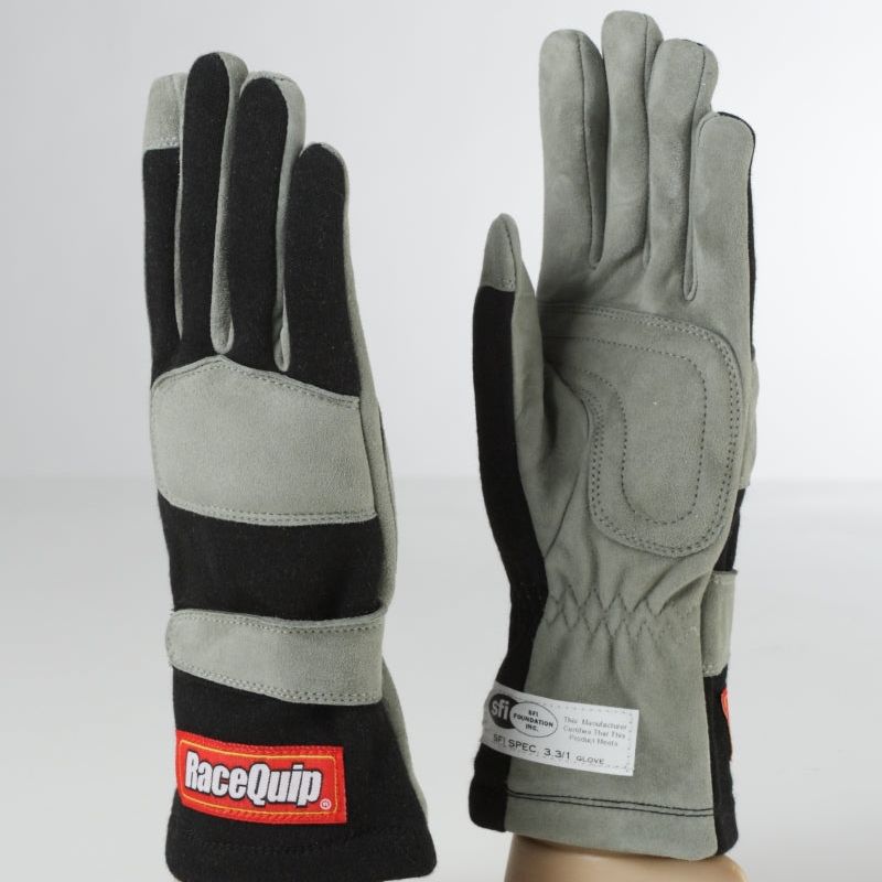 RaceQuip Black 1-Layer SFI-1 Glove - Medium-tuningsupply.com