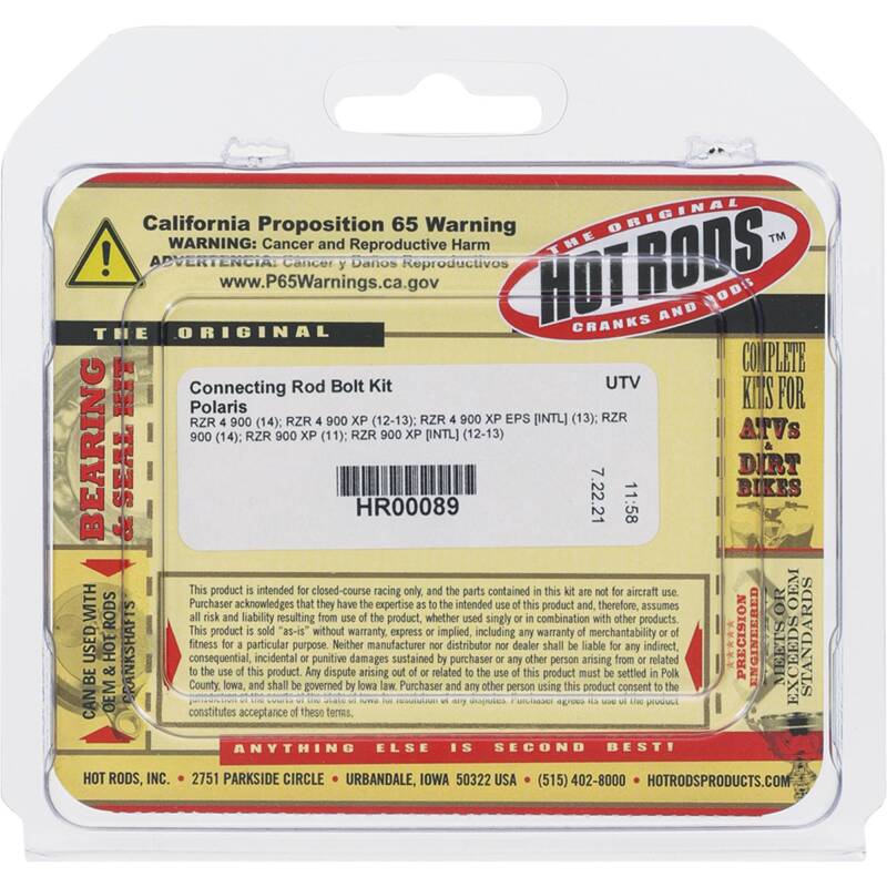 

Hot Rods HR00089 - HDSHR00089 - Hot Rods 2011 Polaris RZR 900 XP 900cc Connecting Rod Bolt Kit - Shipped in Europe - Tuningsupply.com
