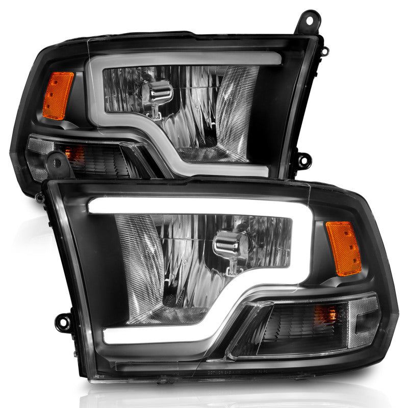 ANZO 2009-2018 Dodge Ram 1500 Crystal Headlights w/ Light Bar Black Housing-tuningsupply.com