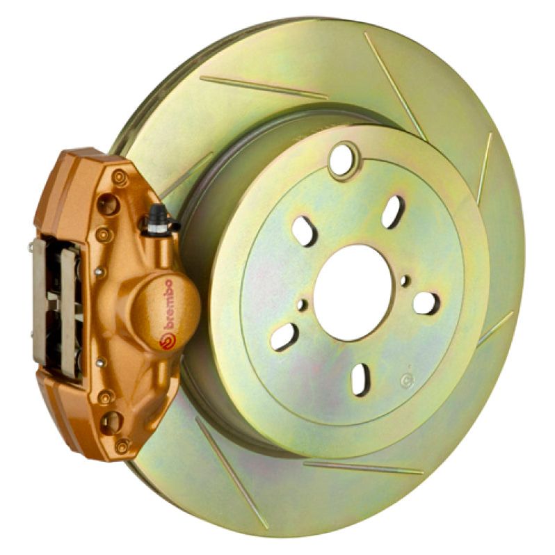 Brembo 12-16 FRS Exc w/ Elec Park Brake Rr GT BBK 2 Pis Cast 2pc 316 x20 1pc Rtr Slot Type1-Gold-tuningsupply.com