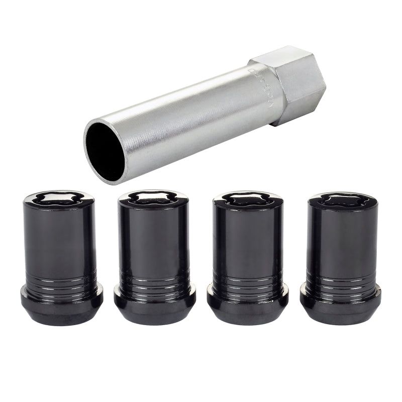 McGard Wheel Lock Nut Set - 4pk. (Tuner / Cone Seat) M12X1.5 / 13/16 Hex / 1.24in. Length - Black-tuningsupply.com