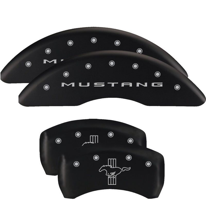 MGP 4 Caliper Covers Engraved Front 2015/Mustang Engraved Rear 2015/Bar & Pony Black finish slvr ch-tuningsupply.com