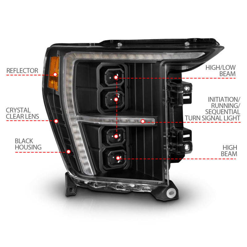 ANZO 21-23 Ford F-150 (w/Factory Halogen) Z-Series Full LED Proj Headlights - Pass. Side ONLY-tuningsupply.com