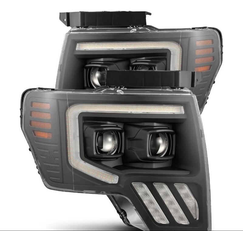 AlphaRex 09-14 Ford F-150 PRO-Series Projector Headlights Plank Style Black w/Activ Light/Seq Signal-tuningsupply.com