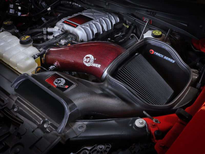 aFe 23-24 Ford F150 Raptor R Supercharged Red Carbon Track Series Air Intake w/ P5R Filter (MOQ 24)-tuningsupply.com