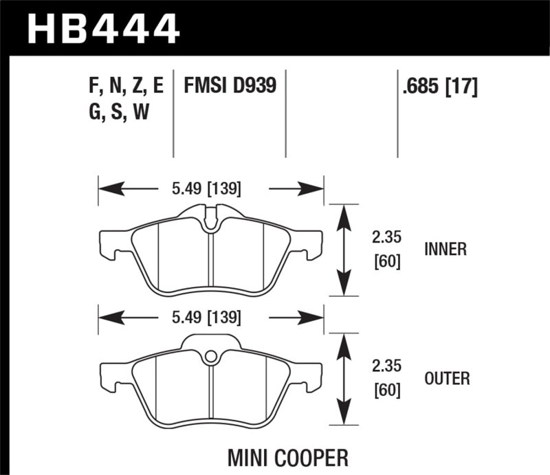 Hawk 02-06 Mini Cooper / Cooper S HP+  Street Front Brake Pads-tuningsupply.com