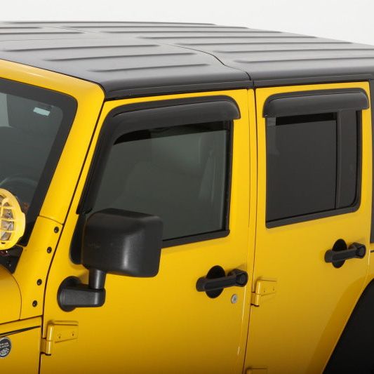 AVS 07-18 Jeep Wrangler Unlimited Ventvisor Outside Mount Window Deflectors 4pc - Smoke-tuningsupply.com