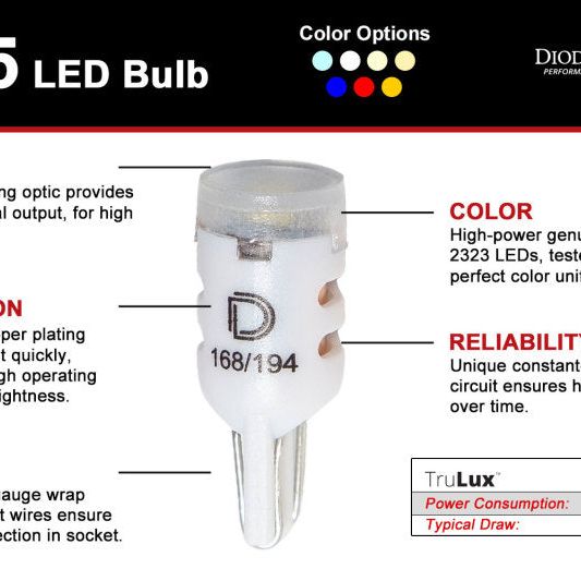 Diode Dynamics 194 LED Bulb HP5 LED - Cool - White (Pair)-tuningsupply.com