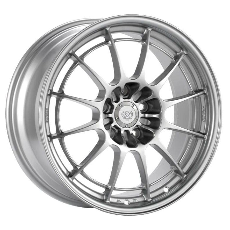 Enkei NT03+M 18x9.5 5x114.3 40mm Offset 72.6mm Bore Silver Wheel G35/350z-tuningsupply.com