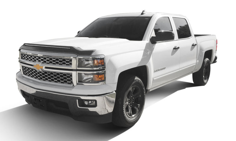 AVS 14-15 Chevy Silverado 1500 Aeroskin Low Profile Hood Shield w/ Lights - Black-tuningsupply.com