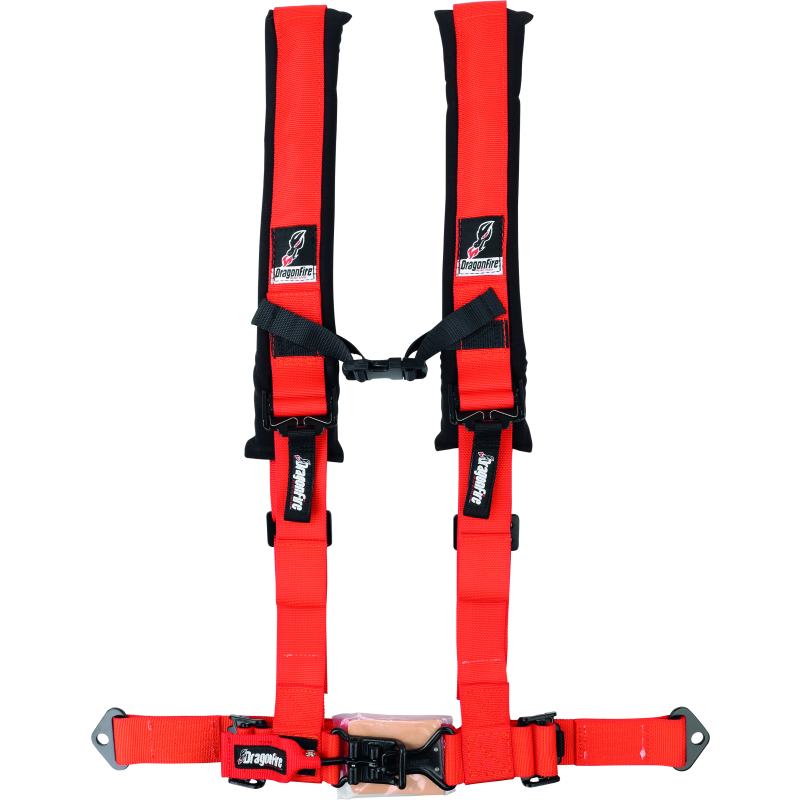 DragonFire Racing Harness- H-Style- 4-Point- 2in Buckle- Orange-tuningsupply.com