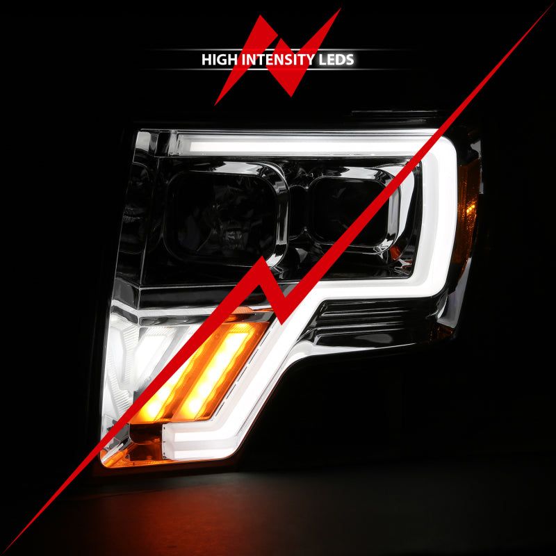 ANZO 2009-2013 Ford F-150 Projector Light Bar G4 Switchback H.L. Chrome Amber-tuningsupply.com