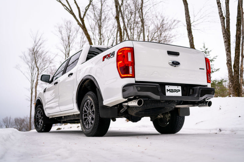 MBRP 19-20 Ford Ranger 2.3L 3in Dual Split Rear Outlet 4in OD Tips Black Coated Cat Back Exhaust-tuningsupply.com