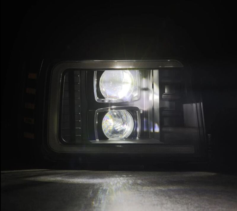 AlphaRex 92-96 Ford F-Series/Bronco LUXX-Series Proj Headlights Blk w/Actv Light SeqSig & SBDRL-tuningsupply.com