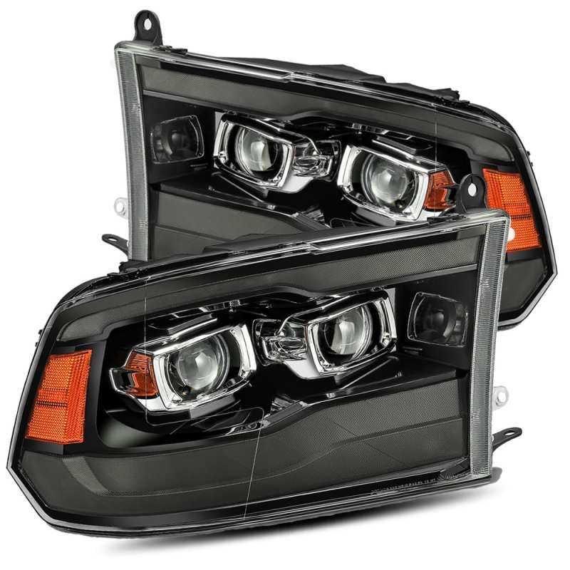 AlphaRex 09-18 Dodge Ram 1500HD PRO-Series Proj Headlights Plank Style Black w/Seq Signal/Smoked DRL-tuningsupply.com