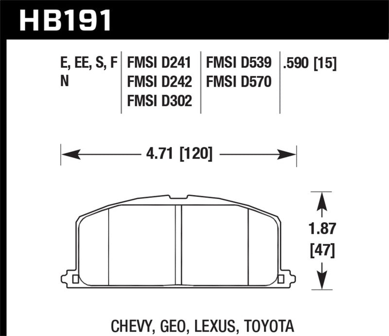 

Hawk Performance HB191N.590 - HAWKHB191N.590 - Hawk 87 Toyota Corolla FX16 HP+ Street Front Brake Pads - Shipped in Europe - Tuningsupply.com
