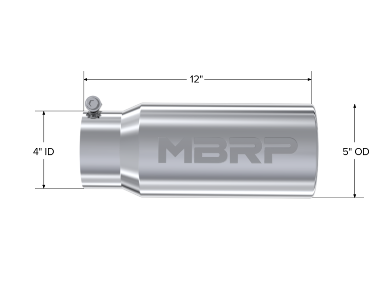 MBRP Universal Tip 5 O.D. Rolled Straight 4 inlet 12 length-tuningsupply.com