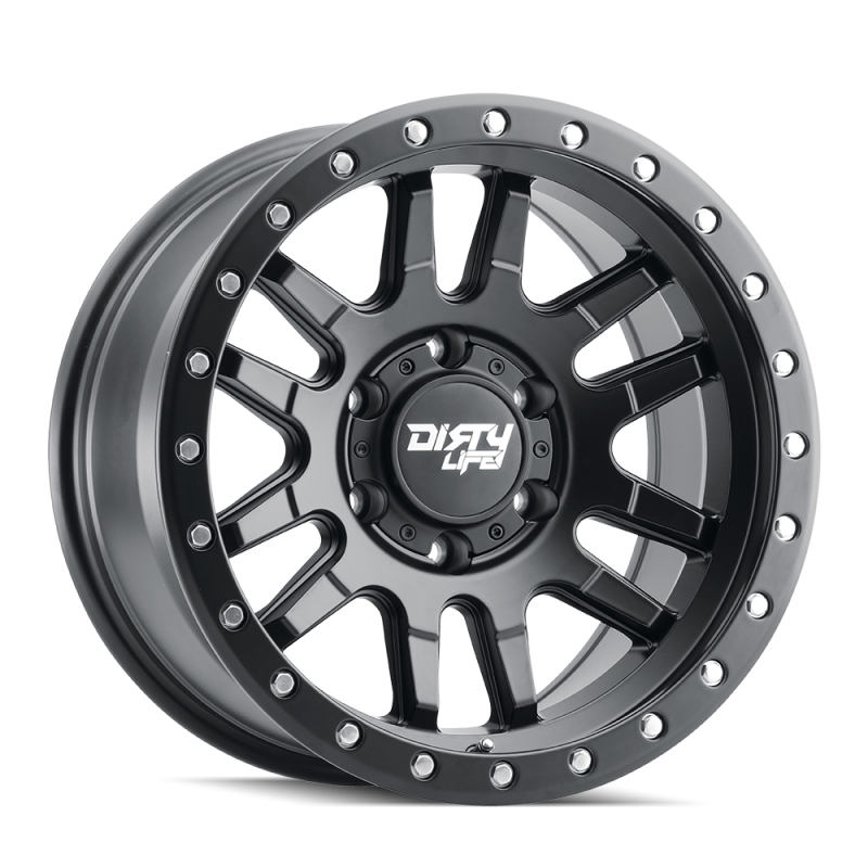 Dirty Life 9309 Canyon Pro 17x9/5x127 BP/-12mm Offset/71.5mm Hub Matte Black Wheel - Beadlock-tuningsupply.com