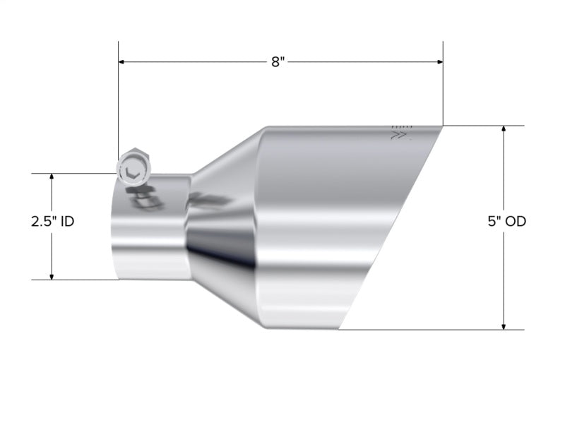 

MBRP T5203 - MBRPT5203 - MBRP T304 SS Tip 2.5in ID, 5in OD Out, 8in Length, Angle Cut, Dual Wall - Shipped in Europe - Tuningsupply.com
