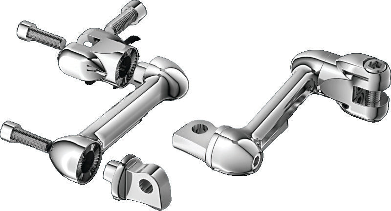 Kuryakyn 4in Adjustable Lockable Offsets With Male Mount Adapter Chrome-tuningsupply.com