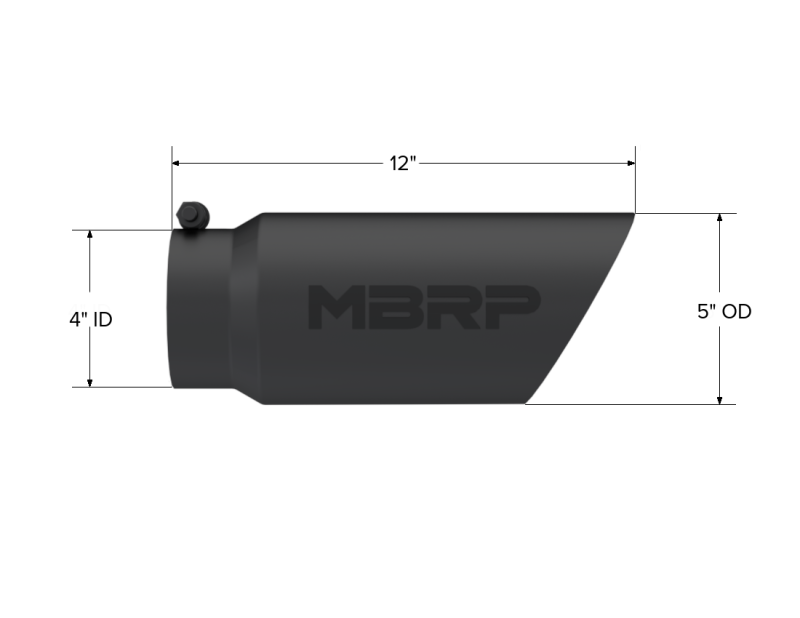 MBRP Universal Tip 5 O.D. Dual Wall Angled 4 inlet 12 length - Black Finish-tuningsupply.com