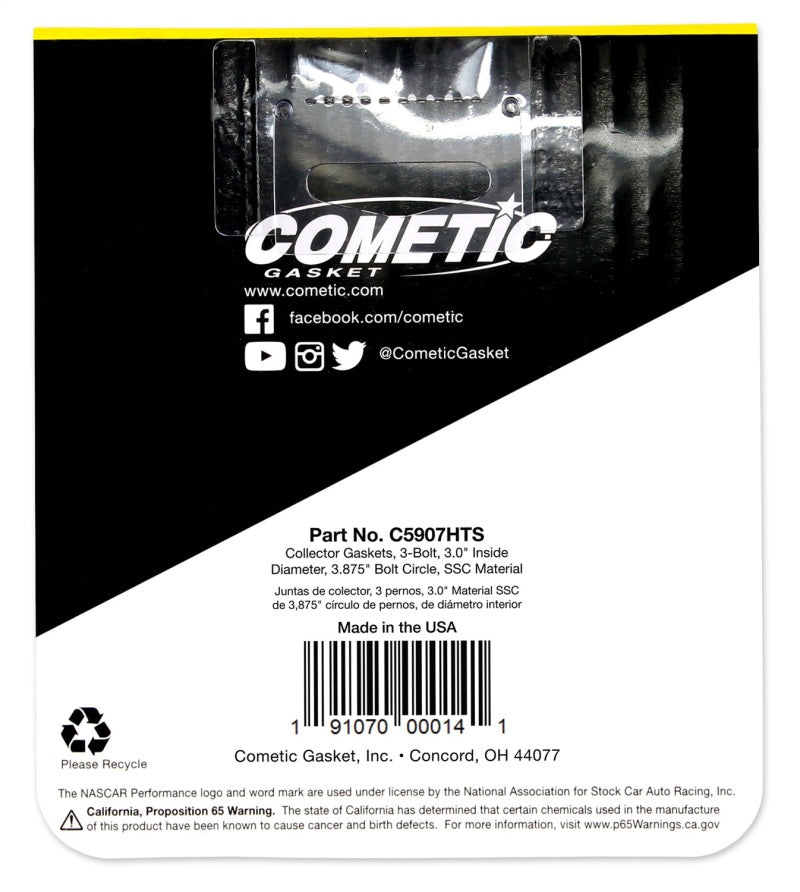 Cometic 3.0in HTS Header Collector Gasket Set - .060in DIA Port/3.875 Bolt Circle-tuningsupply.com