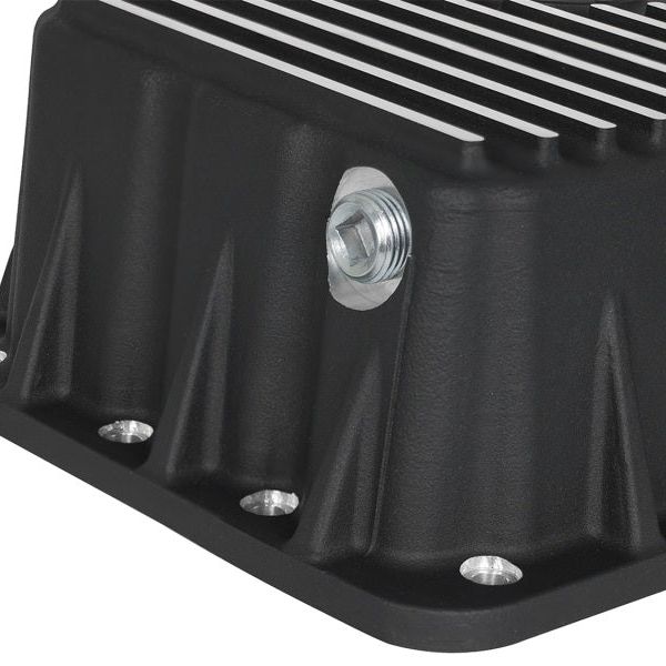 AFE Pro Series Engine Oil Pan Black w/Machined Fins; 11-16 Ford Powerstroke V8-6.7L (td)-tuningsupply.com