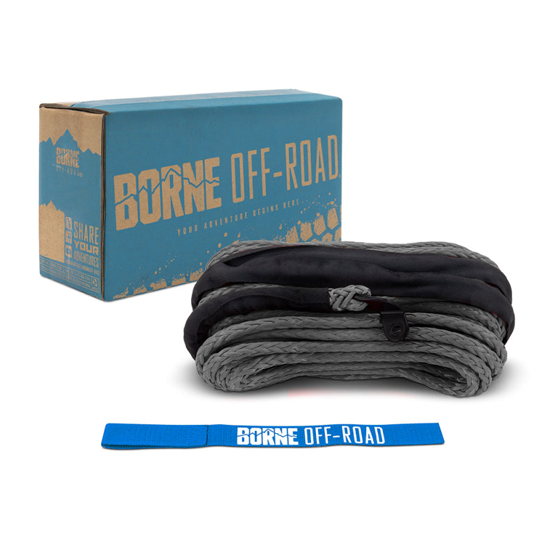 Borne Off-Road Synthetic Rope - 3/8in x 85ft - Grey-tuningsupply.com