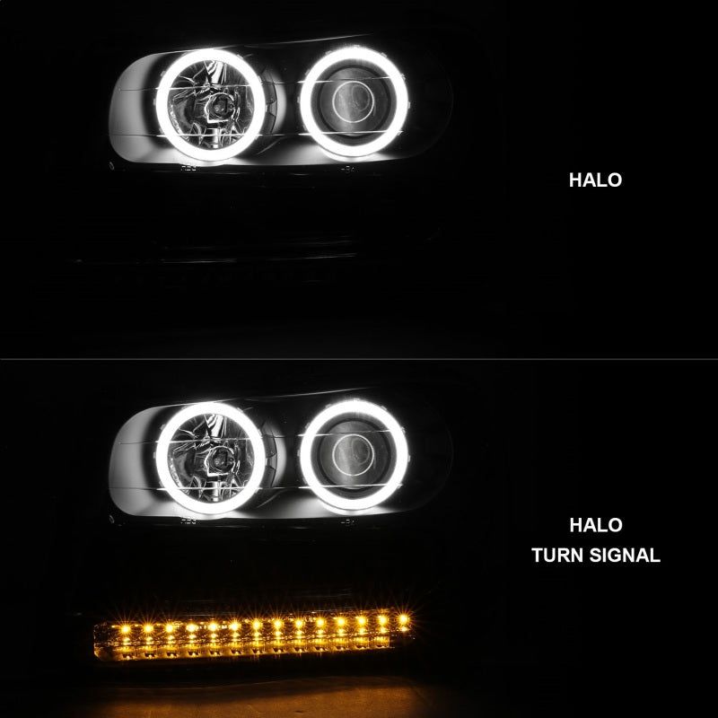 ANZO 2002-2009 Chevrolet Trailblazer Projector Headlights w/ Halo Black-tuningsupply.com