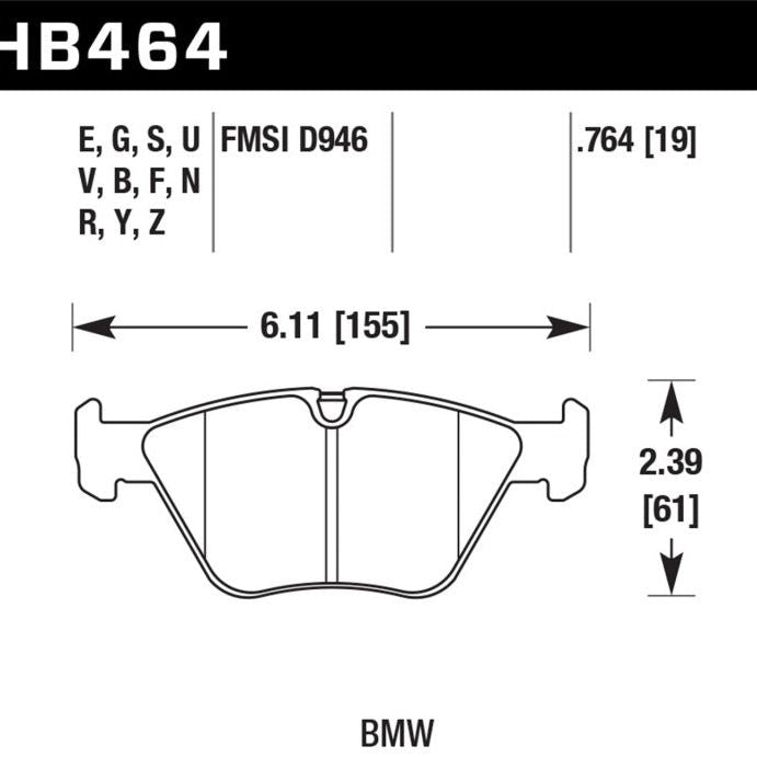 Hawk 01-05 BMW 330Ci 3.0L Base Front ER-1 Brake Pads-tuningsupply.com