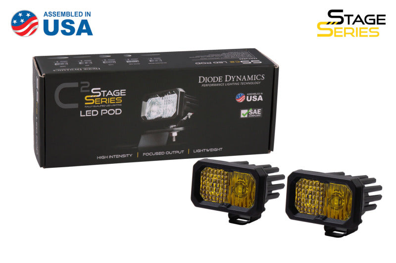 Diode Dynamics Stage Series 2 In LED Pod Pro - Yellow Combo Standard ABL (Pair)-tuningsupply.com