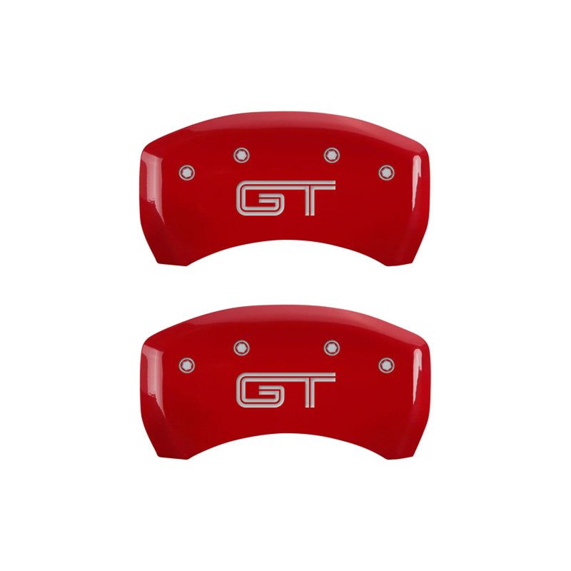 MGP 4 Caliper Covers Engraved Front Mustang Engraved Rear S197/GT Red finish silver ch-Caliper Covers-MGP-MGP10197SMG2RD-SMINKpower Performance Parts