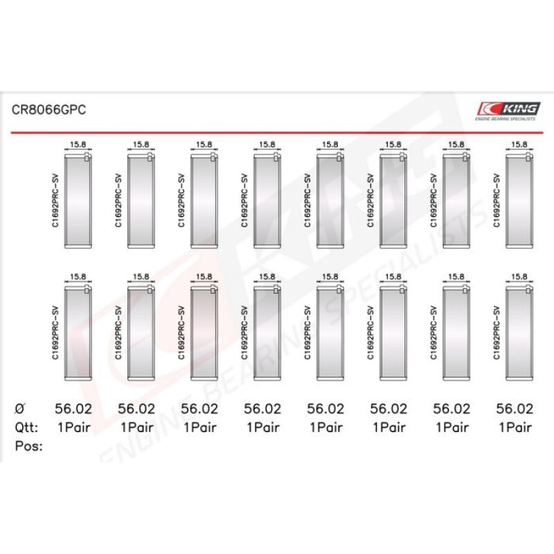 

King Engine Bearings CR8066GPCSTDX - KINGCR8066GPCSTDX - King Engine Bearings BMW S65B40A 4.0L V8 Rod Bearings - Size STDX - Shipped in Europe - Tuningsupply.com
