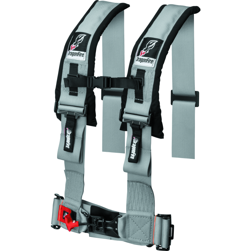 DragonFire Racing Harness H Style- 4-Point- 3in Buckle- Grey-tuningsupply.com