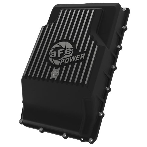 aFe 17-24 Ford F-150 10R60/10R80 Pro Series Rear Transmission Pan Black w/ Machined Fins-tuningsupply.com