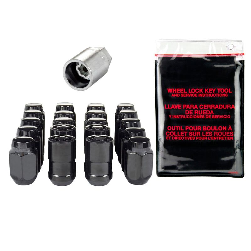 McGard 5 Lug Hex Install Kit w/Locks (Cone Seat Nut) M12X1.5 / 13/16 Hex / 1.5in. Length - Black-Lug Nuts-McGard-MCG84558-SMINKpower Performance Parts