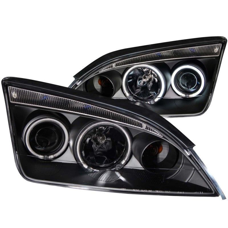 ANZO 2005-2007 Ford Focus Projector Headlights w/ Halo Black-tuningsupply.com