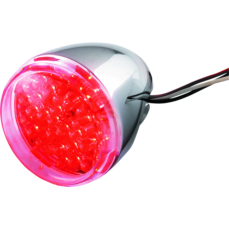 Bikers Choice Chrome LED Rear Billet Turn Signal Red Dual Circuit Clear Lens Universal Custom-tuningsupply.com